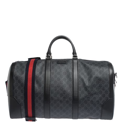 gucci duffle bag black leather|genuine gucci duffle bags.